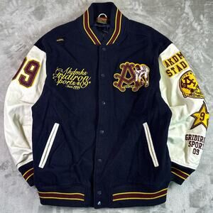 Y2K Akademiks Varsity Jacket Men’s XXL Wool Leather Stadium Division Streetwear